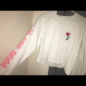 Love me or let me go rose long sleeve crop top